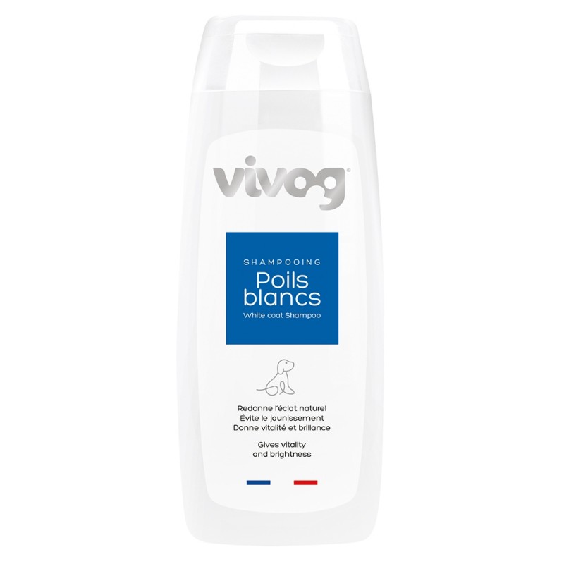 Shampooing pour chiens Vivog Poils blancs - 300ml et 1L de marque : VIVOG